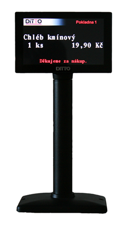 PD500-II  Barevný LCD alfanumerický zákaznický displej, 2x20 (4x20) znaků, USB, černý
